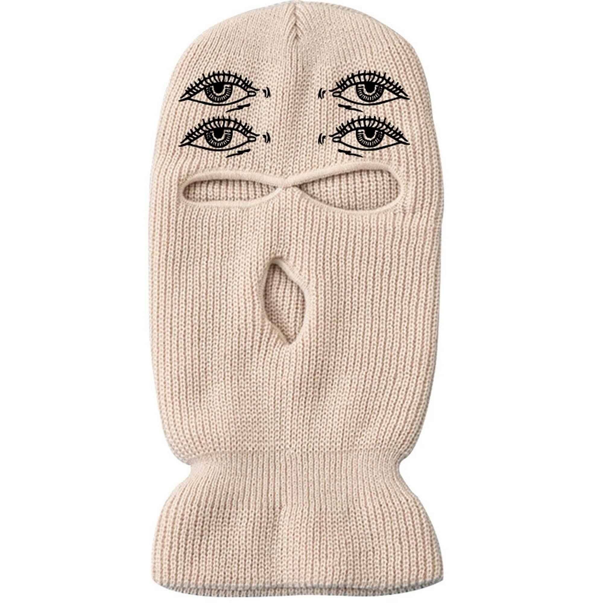 YTNKIV Masque De Ski à 3 Trous En Laine Tricotée Chapeau Intégral Chaud Mode Extérieur Cyclisme Masque Coupe-vent Cagoule, Noir, 8