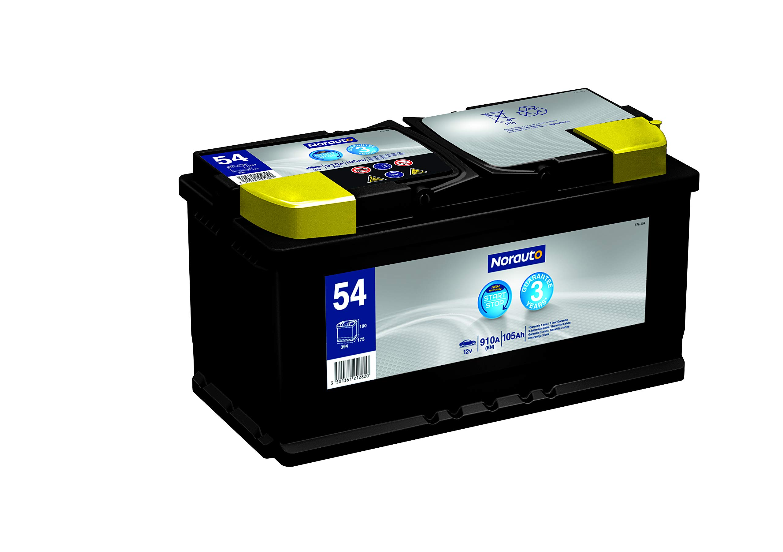 Norauto ノルオート　AGMバッテリーNo.54 105Ah 送料込み Amazon | Norauto ノルオート AGMバッテリー No.54 105Ah 910CCA