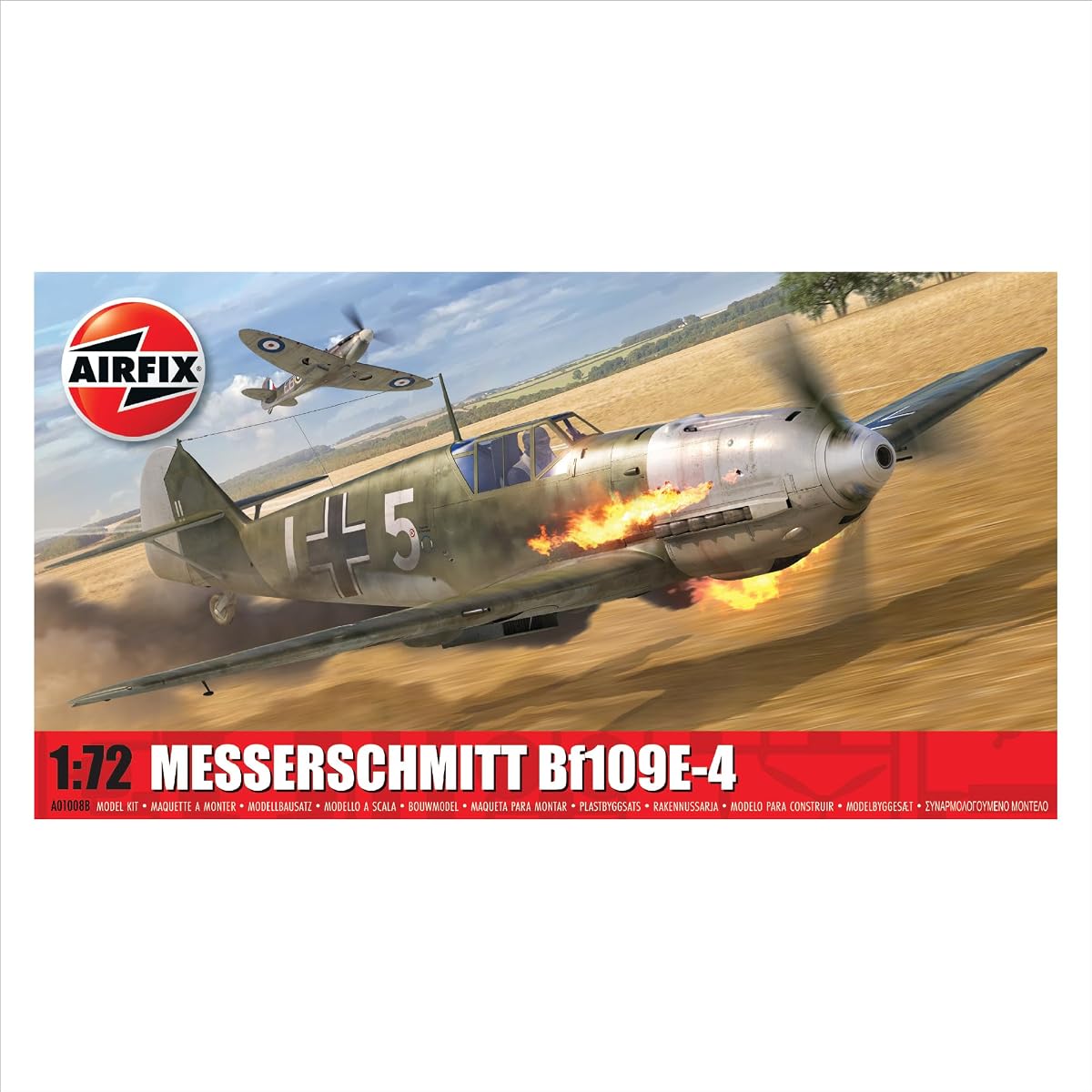 A01008B Messerschmitt Bf109E-4 Kit clásico Kits de modelos de plástico, pequeños, sin pintar