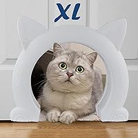 Wordcam XL Indoor Cat Door for Large Cats & Small Dogs - Easy Install Pet Flap for Interior Doors, Secure & Durable (White)
