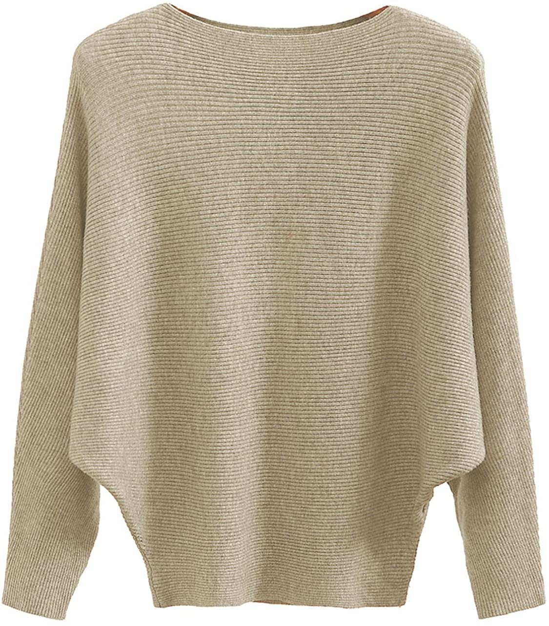 FULIER - Maglione Dolman da donna, con maniche a pipistrello e scollo a barchetta, lavorato a maglia, vestibilità ampia, taglia unica