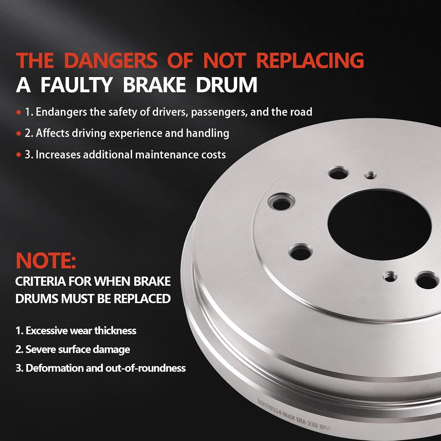 Rear Left & Right Disc Brake Drums Set Compatible with 2007-2012 Sentra 2.0L 2.5L L4, 2007-2012 Versa 1.8L L4, 2009-2014 cube 1.8L L4, Replace BD920114 43206CJ90A 43206ET000 43206ET00A