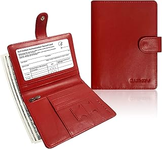 Passport Holder Wallet for Women Men, RFID Blocking Travel Wallet Passport Holder, Passport and Vaccine Card Holder Combo, Genuine Leather Passport Wallet Cover with Coin Zipper Slot.