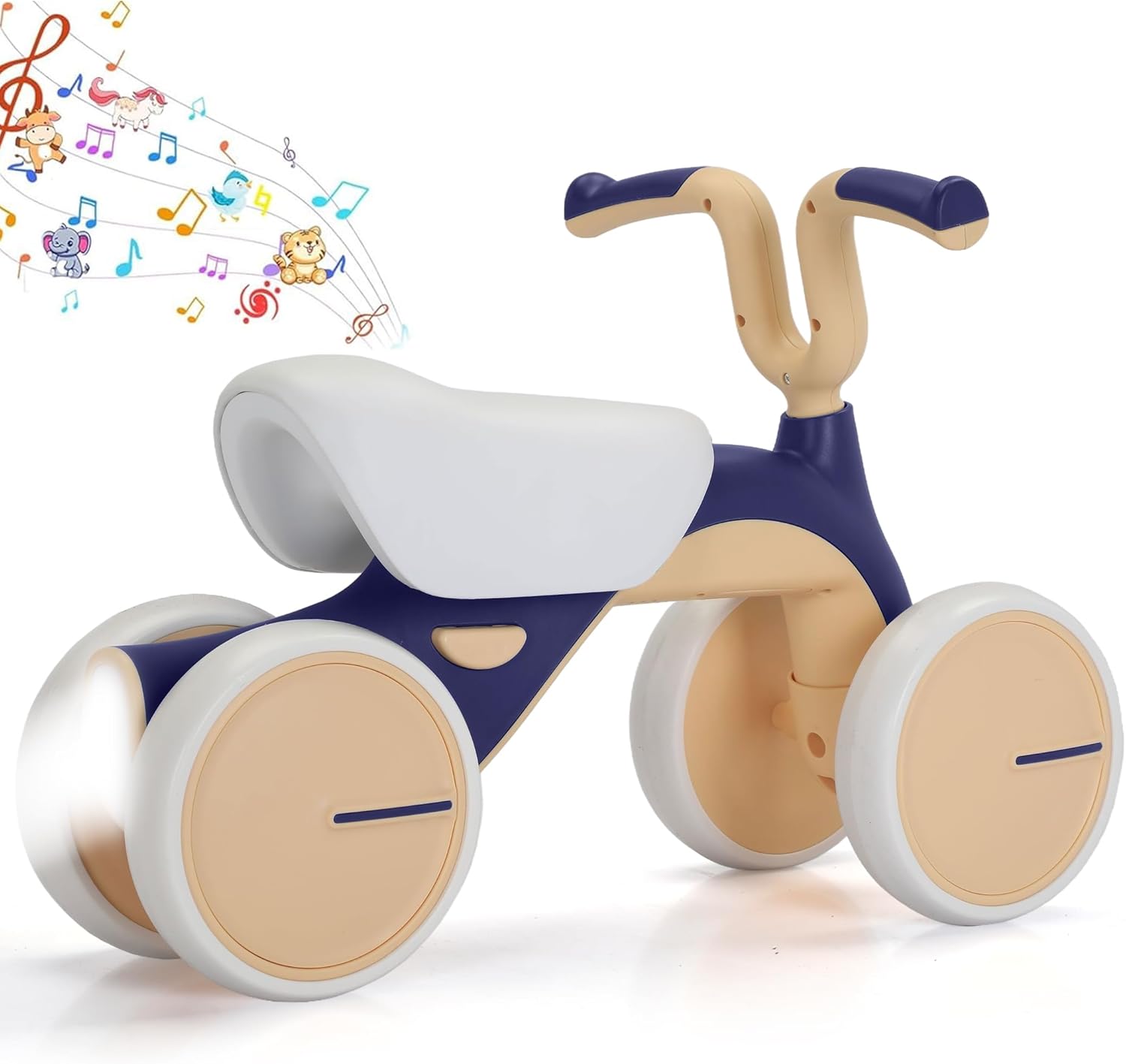 Henry & Colin Baby Balance Bike for Kids - No Pedal 4-Wheel First Bike, Toddler Walker for Boys & Girls, with Stylish Handle, Sturdy & Safe Design for 1-3 Year Olds