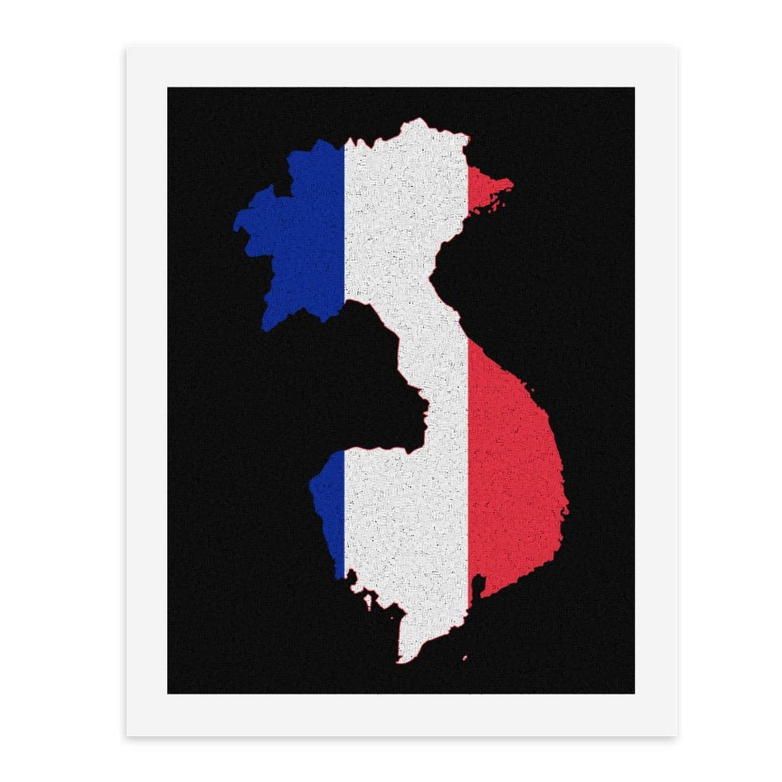 Lustiges Malen nach Zahlen für Erwachsene, Motiv: Flagge, Landkarte, französisch, vertikal, Baumwolle, digitales Ölgemälde, Heimdekoration, Geschenk, 65 x 50 cm
