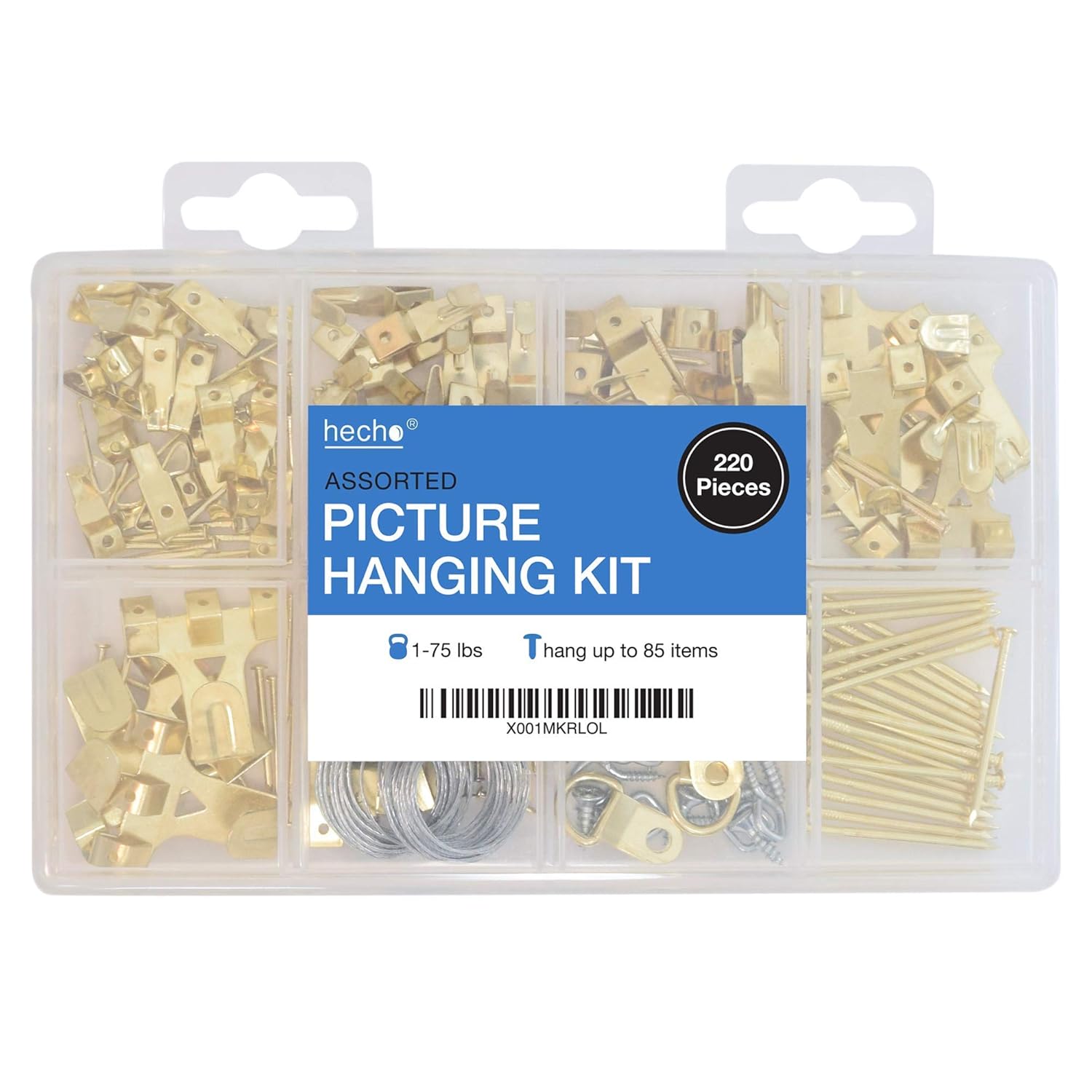 Assorted Picture Hanging Kit 220 Piece Assortment with Wire, Picture