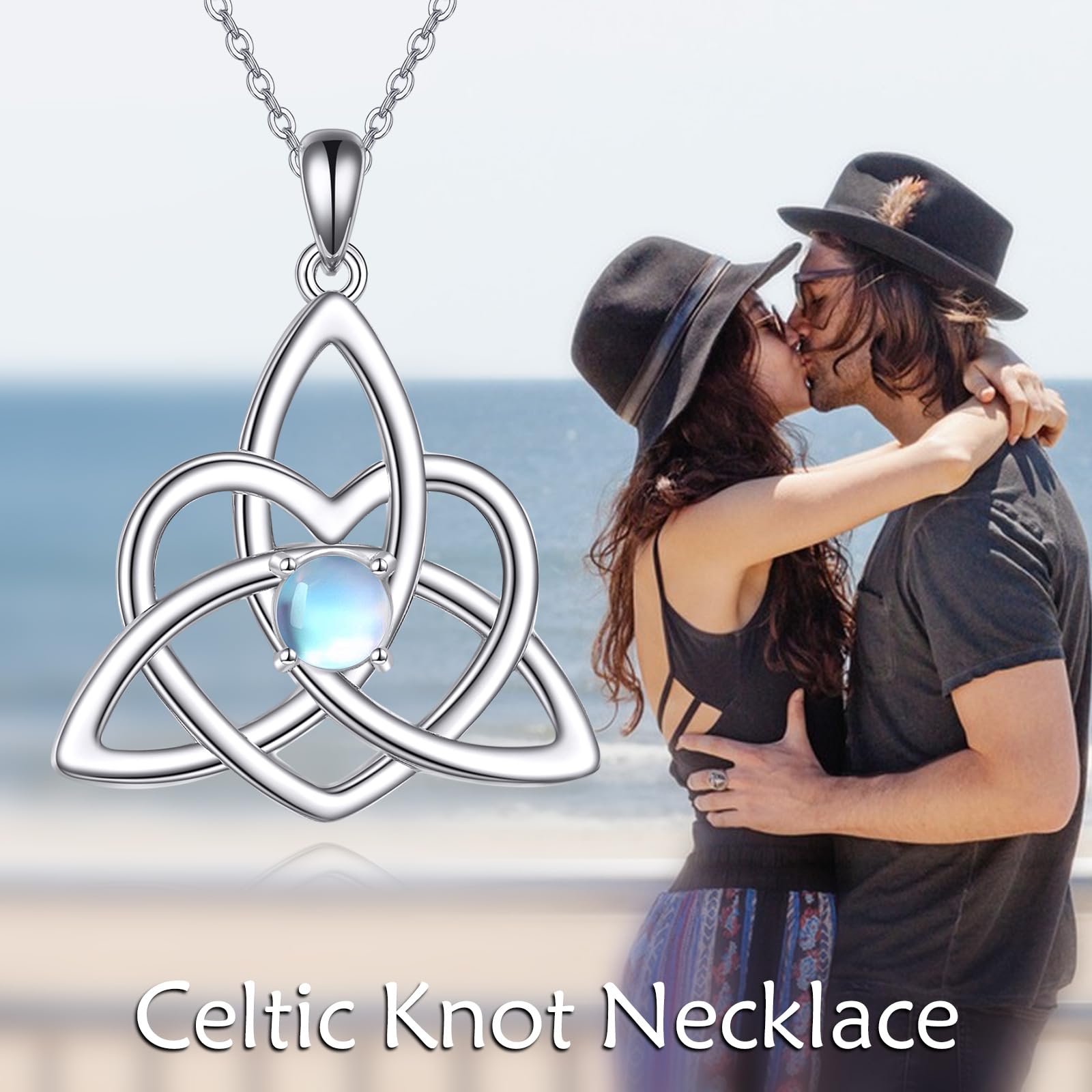 VONALA Collar de nudo de bruja, plata de ley 925, colgante de nudo celta, collar de buena suerte, joyería celta, regalo para mujeres y niñas, talla única, Plata esterlina, No es una piedra preciosa