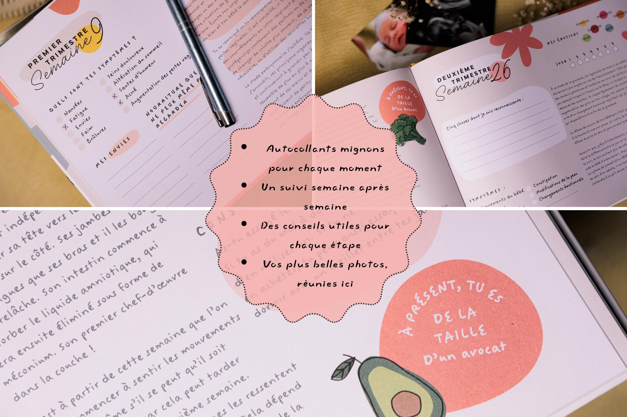 Mon Journal De Grossesse élégant - Livre à Compléter Mois Par Mois, Souvenirs, Photos, Suivi Bébé - Idée Cadeau Future Maman - 6