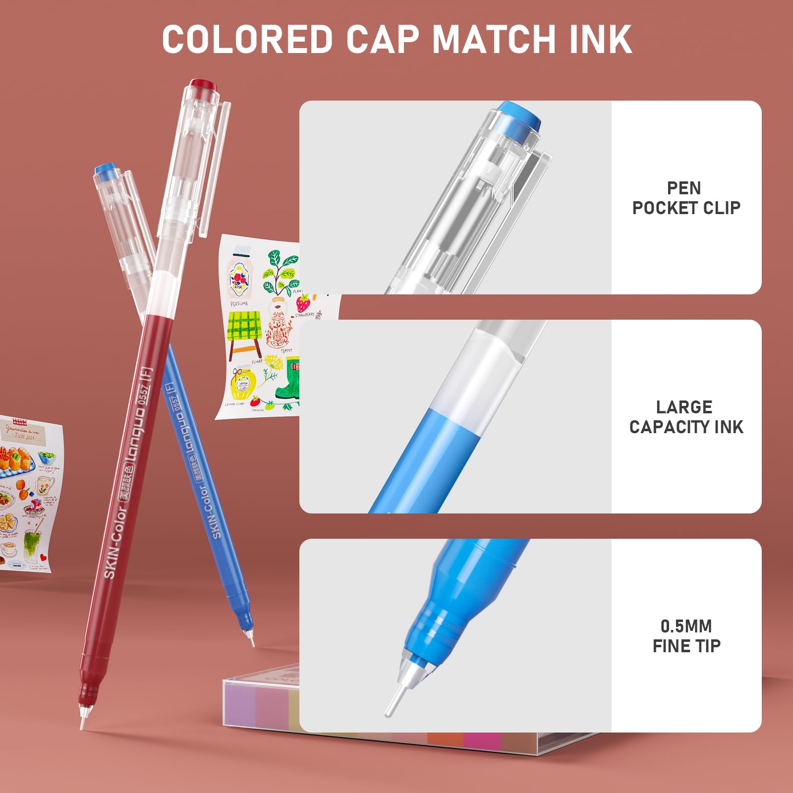 TrendGate 168 Stylo Gel Acrylique, Pointe Fine 0,5 mm Gel Pen | 162 Couleurs (159 + 3 Blanc / 3 Argent / 3 Or), Feutres Gel Coloriage Adulte, Dessin, Écriture, Journaling, Multi-surface