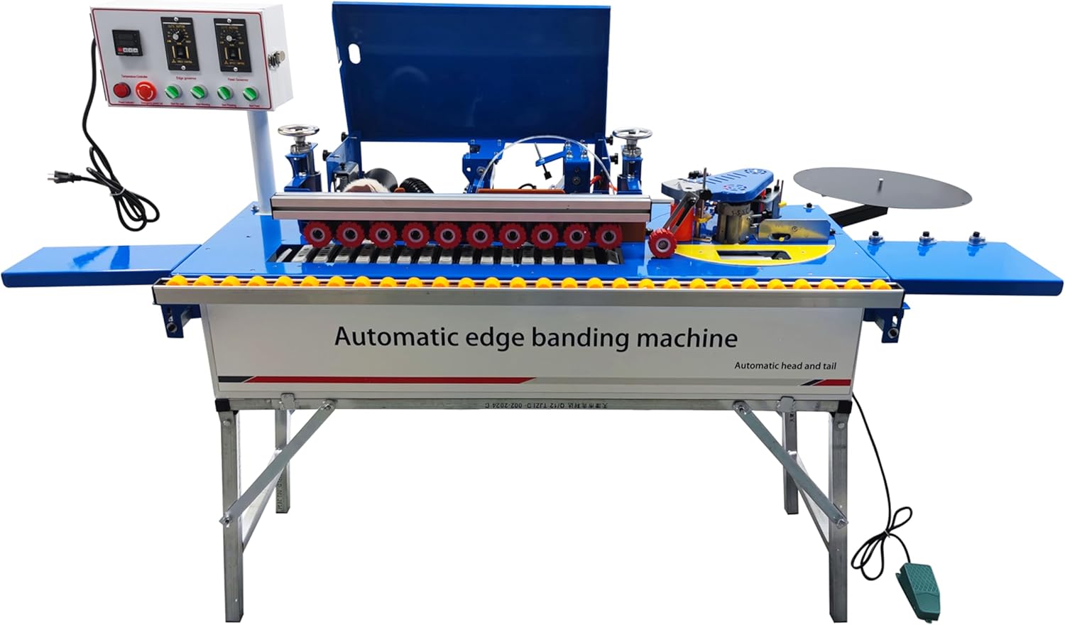 TECHTONGDA Woodworking Edge Bander Automatic Edge Banding Machine Curve Straight Edge Banding Machine with Control Panel Adjustable Speed 0-6m/min (No Dust Collection Feature)