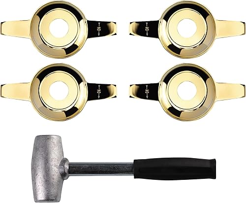 Miniatura 9 de British Wire Wheel Zenith Style 2 - Tapas giratorias de oro con corte de oreja (juego de 4)  Tapas giratorias rectas de 2 baresalas chapadas en oro