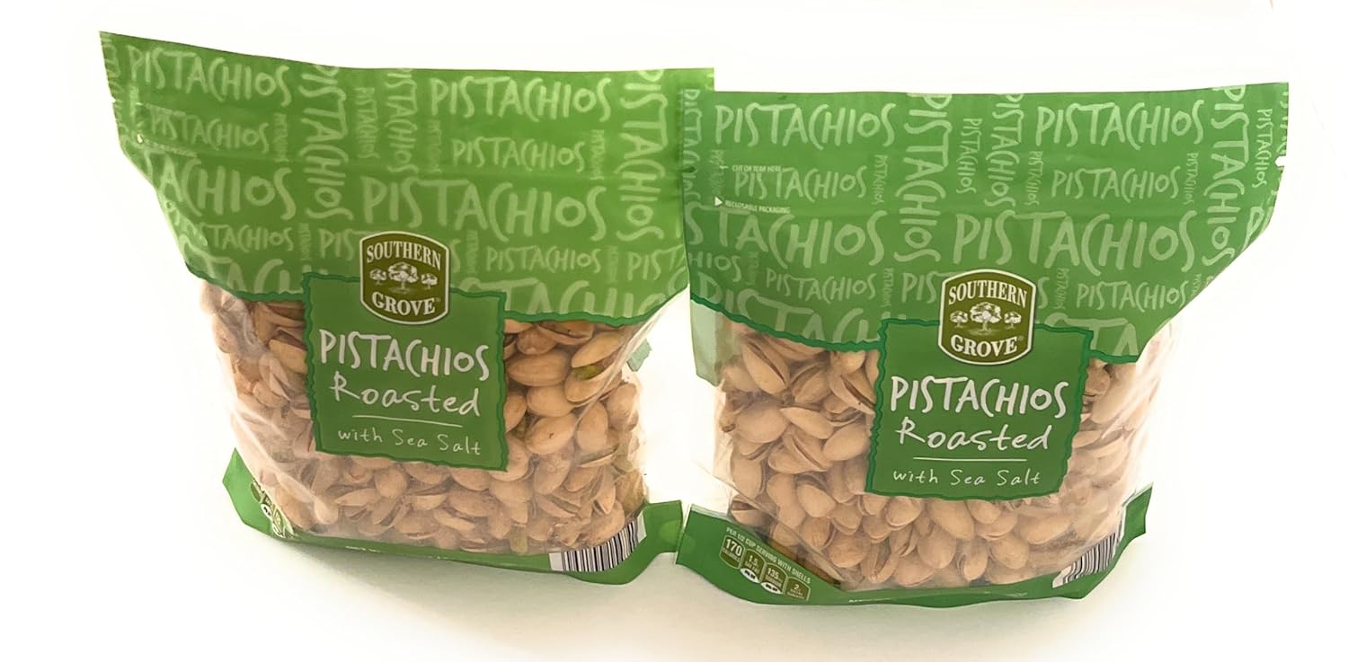 Pistachios, Roasted with Sea Salt, Two Bags, Each 16 OZ (Total 32 Ounces), Shelled