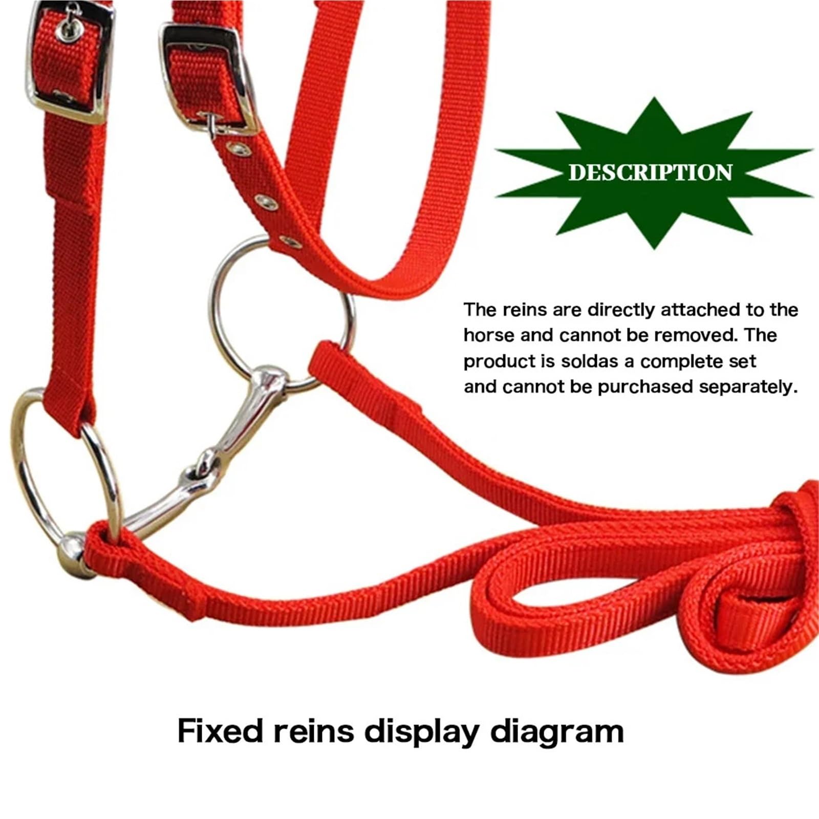Durevole Briglia for Cavallo Rein Testata for Cavallo 20 mm Fettuccia in PP Cavezza Ispessita Attrezzatura equestre for Allenamento di Equitazione all'aperto per Cavalli(Red M)