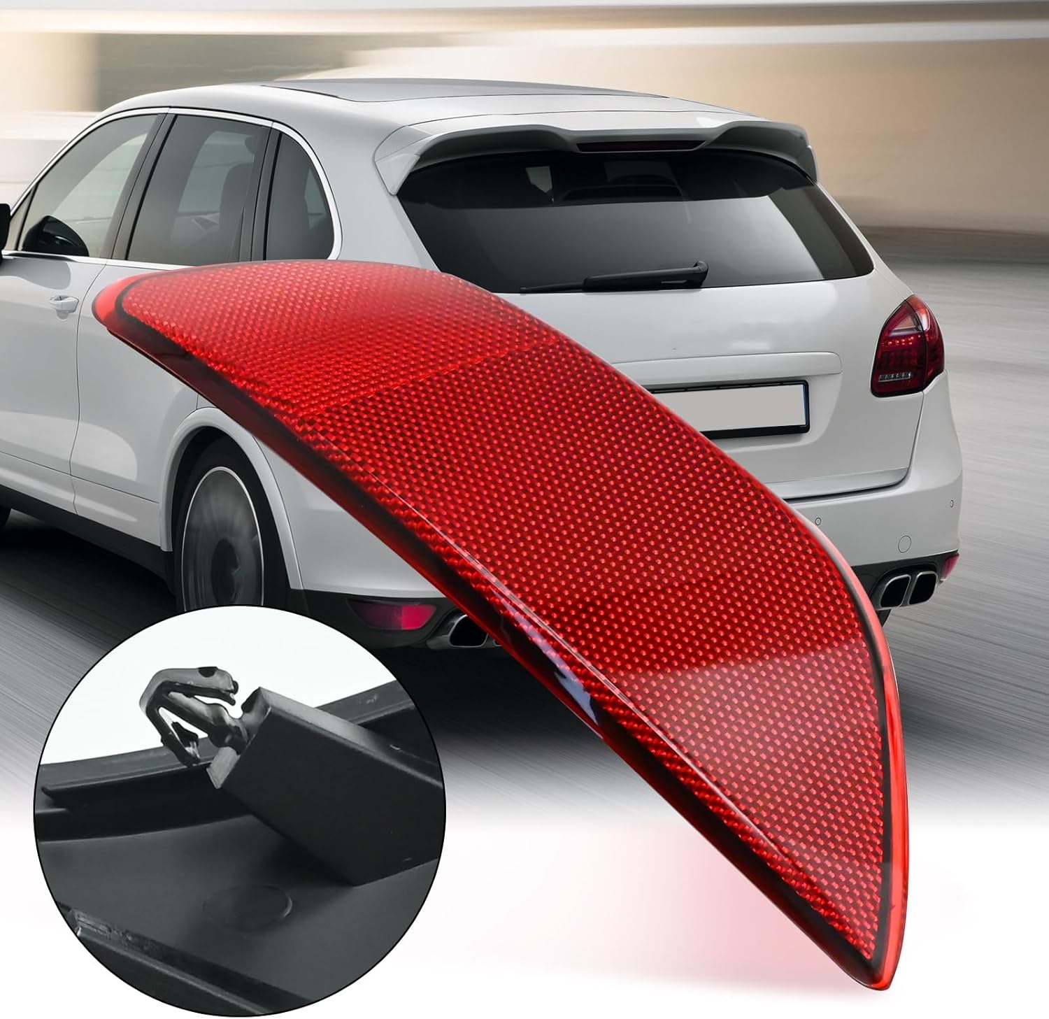MDEOOSKY 2Pcs 95863110500 95863110600 Rear Bumper Reflector Light, Left Right Red Trim Replacement for Porsche Cayenne 958 Turbo S Base Sport Hybrid GTS 2011-2014 3.0L 3.6L 4.8L