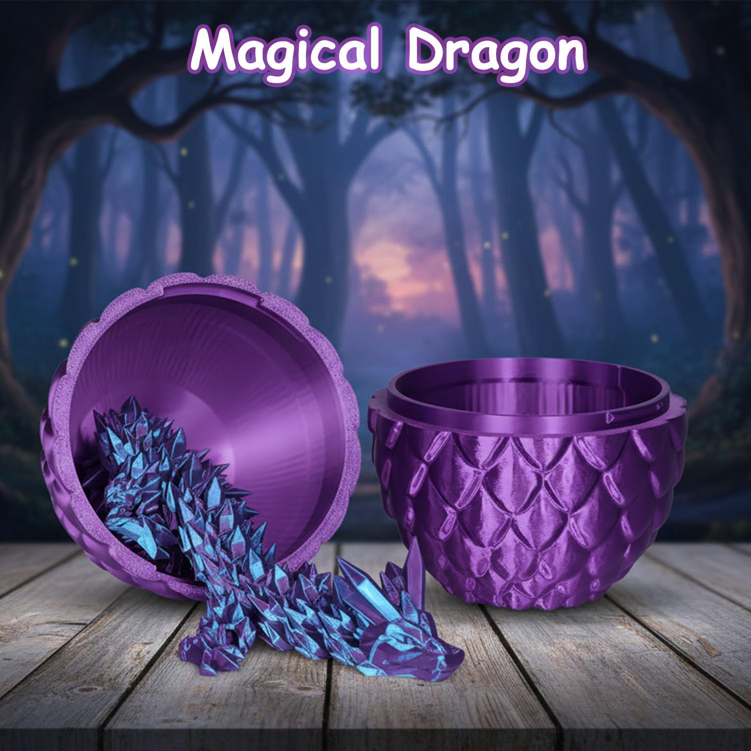 3D Printed Dragon Egg Set 4PCS, Mystery Dragon Eggs with Crystal Dragons Inside, Articulated Fantasy Toys for Kids Boys, Collectible Desk Decor, Animals Fidget Toy, Easter Basket Stuffers & Gifts