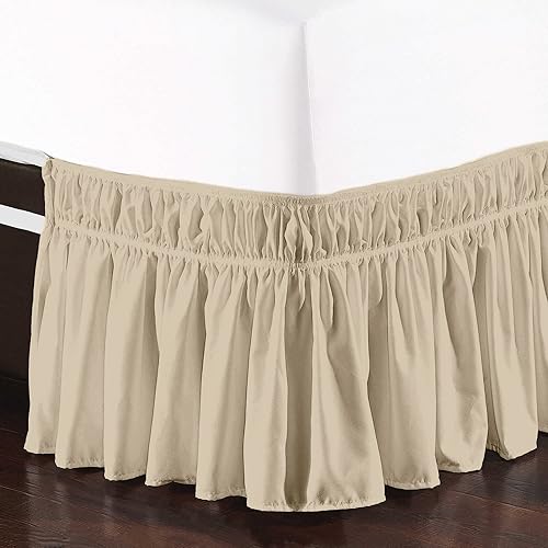 Miniatura 5 de Elegant Comfort Lujosa falda de cama elástica con volantes, con caída a medida de 16 pulgadas, ajuste fácil, calidad premium, resistente a las