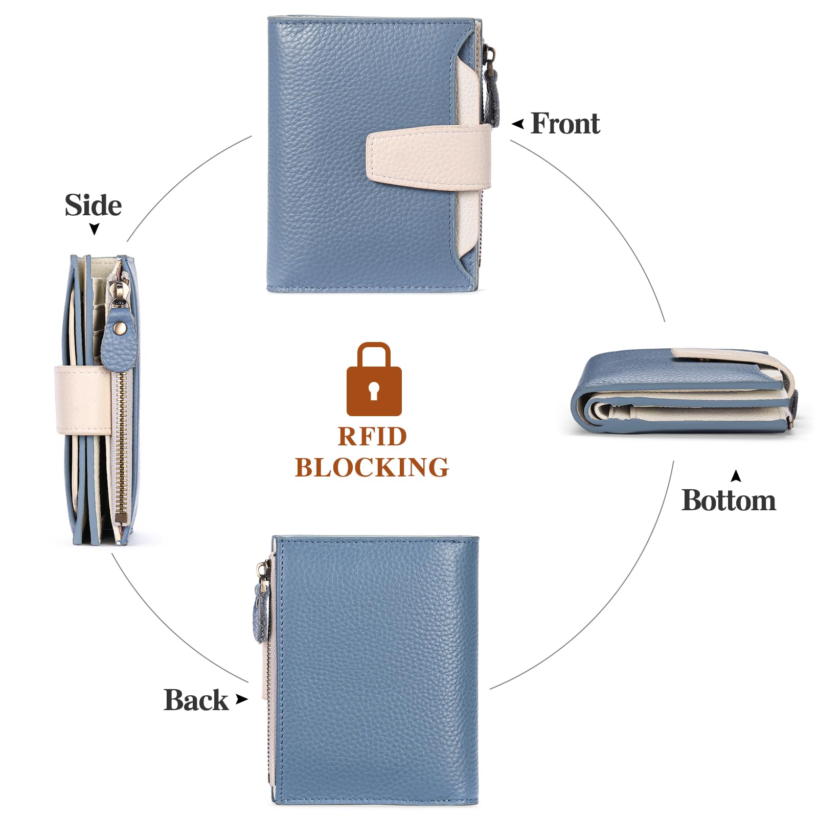 SENDEFN Portafoglio Donna in Pelle Vera Piccolo Portamonete Cute con Cerniera 14 Carte Portafoglio Donna Pelle con Tanti Scomparti