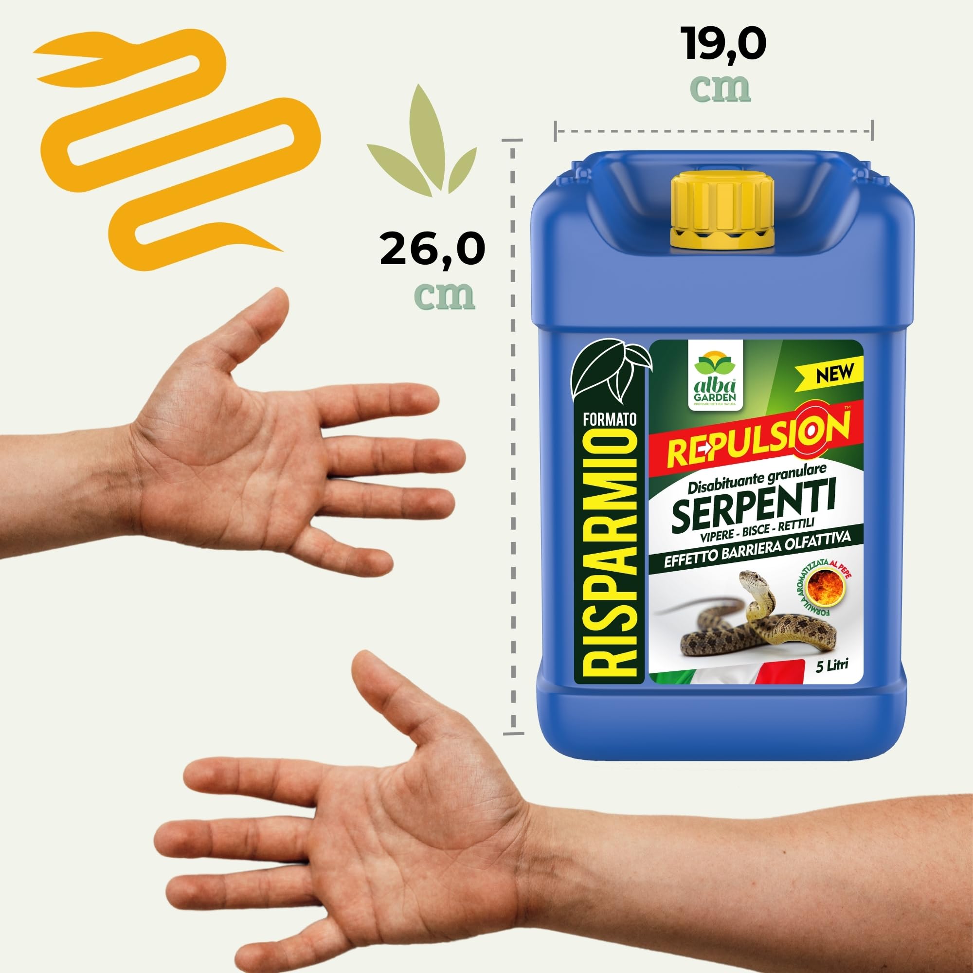 Albagarden - Disabituante Repellente Barriera Per Serpenti - Dissuasore Naturale Per Allontanare Vipere Bisce Rettili - Granulare x 5 Lt