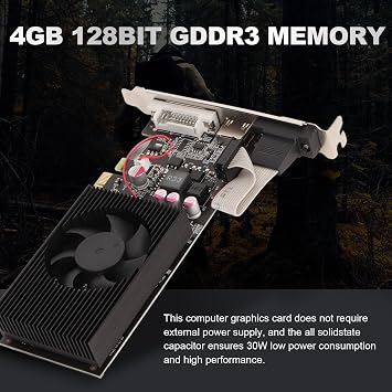 ciciglow GT 730 4GB GDDR3 Graphics Card, Low Profile Design, 650MHz GPU, 5000MHz Memory Clock