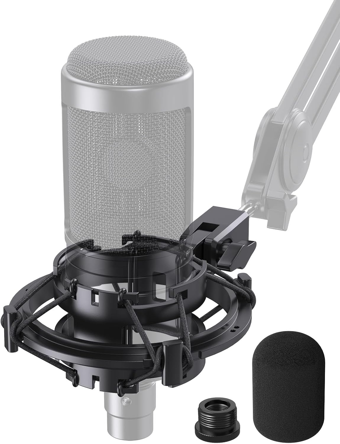 AT2020 Shock Mount with Pop Filter, [Custom Built for AT2020 Mic] Anti-Vibration Suspension Shock Mount Holder Clip Compatible with Audio Technica AT2020 Line Kit