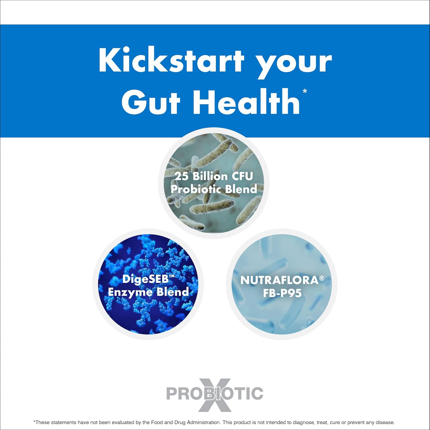 Suplemento probiótico ProbioticX para mujeres y hombres por NutraOne Probióticos para la salud