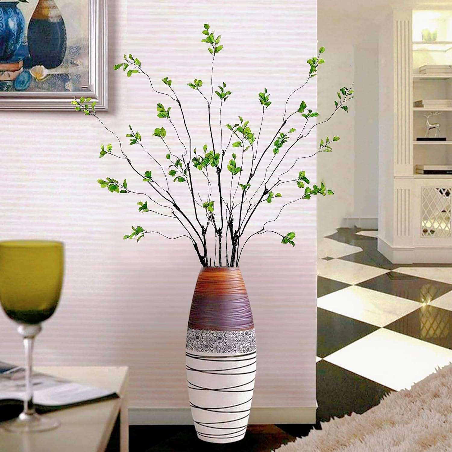 5 Pcs Artificial Ficus Branches Faux Eucalyptus Stems, 47.2 Inch Fake Greenery Stems Realistic Touch Faux Branches for Vase for Office Home Wedding Vase Filler Decoration