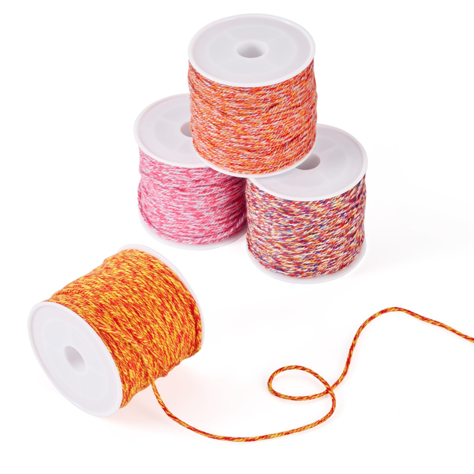 Spritewelry 4 Rolls 1.2mm Braided Cord Thread Polyester Twine Macrame Cord Round Beading String for DIY Crafts Bracelet Necklace Jewelry Making Orange Red - Image 2