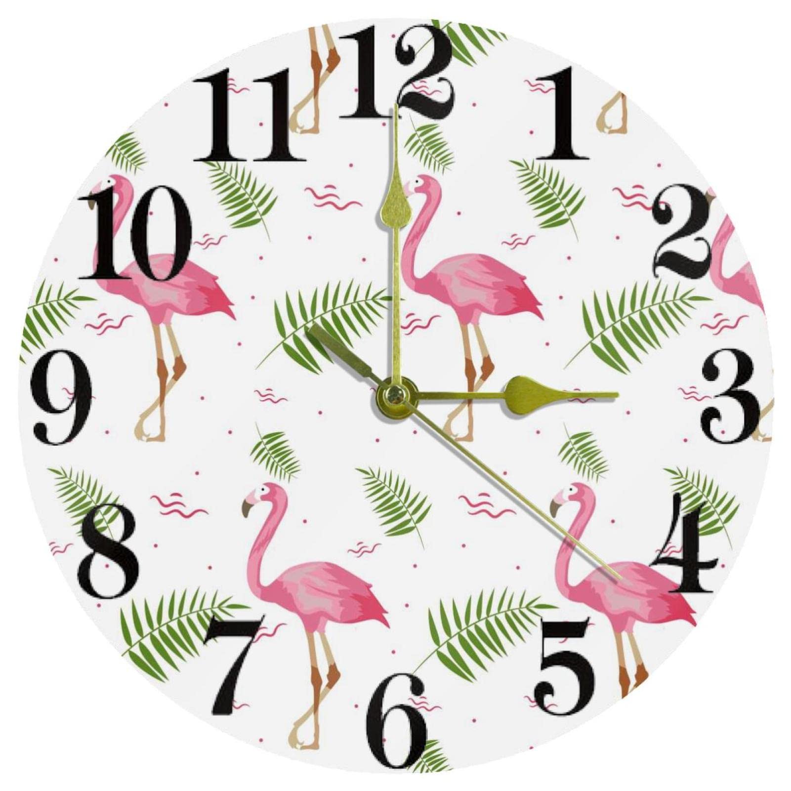 Fini le bruit avec cette horloge murale flamant rose silencieuse de 25 cm pour chambre d'enfant