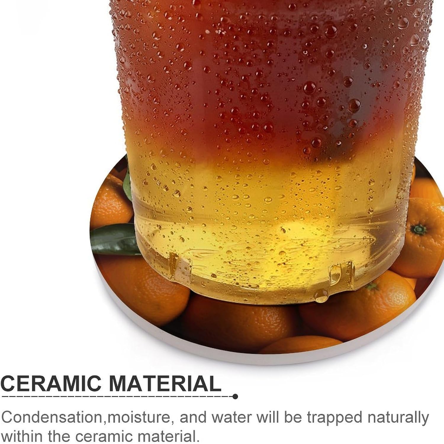 Pile of Oranges Coasters for Drinks Absorbing Round Ceramic Stone Coaster with Cork Base Coffee Cup Beverage Table Cup Mat Modern Style Bar Coaster Set for Home Decor