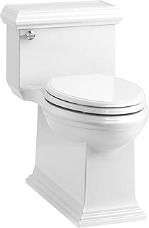 KOHLER K-6424-0 Memoirs Classic Comfort Height Skirted One-Piece Compact Elongated 1.28 GPF Toilet with AquaPiston Flush Technology and Left-Hand Trip Lever, White, 28.25 x 18.00 x 27.75 inches