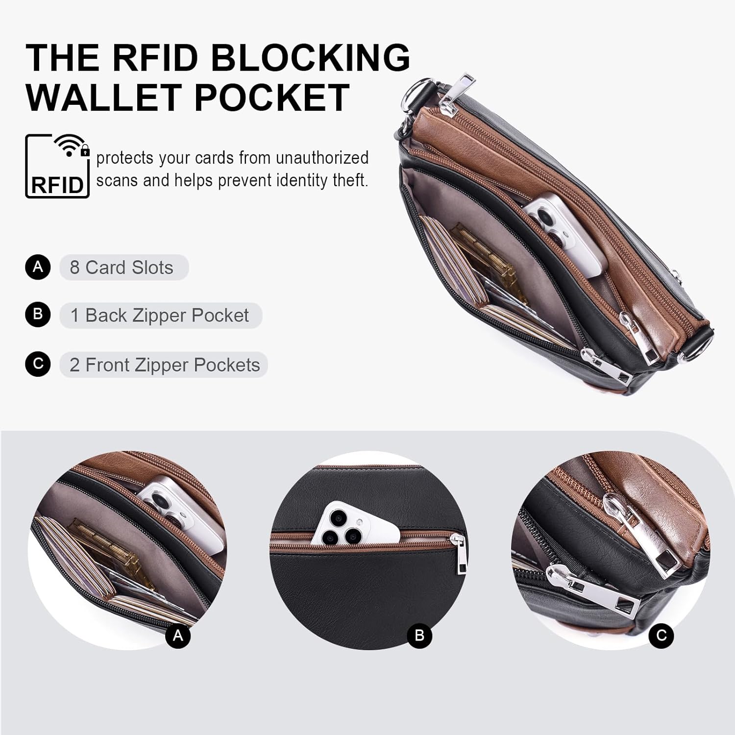 Crossbody Bags for Women Rfid Travel Crossbody Purses Leather Handbags Medium Shoulder bag with Adjustable Strap - Image 4