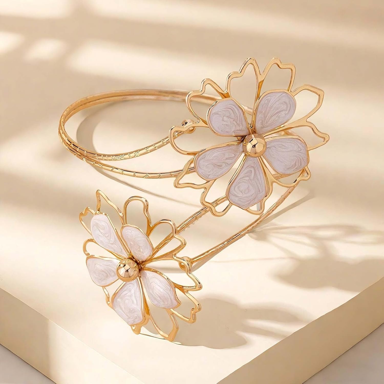 72ore Gold Arm Cuff for Women Flower Design Cuff Bracelet Jewelry Gifts for Women Trendy - Image 7