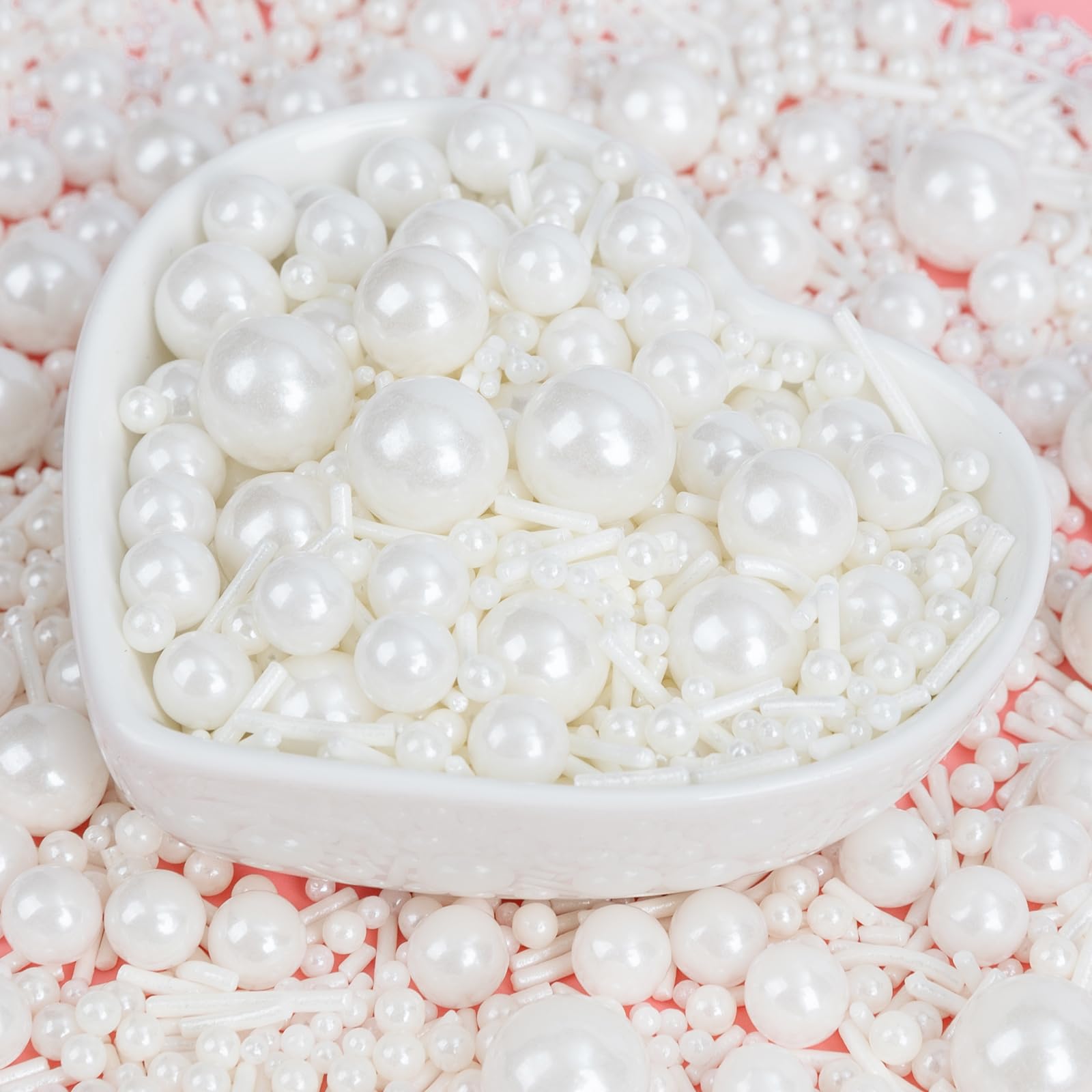 Edible White Sprinkles for Cake Decorating,Edible Pearl Jimmies Sugar Mix Size 130g/4.58oz,Baking Candy Decorations,Cupcake Toppers,Cookie Donuts Ice Cream Dessert Decorating,Wedding Birthday Party Valentines Christmas Supplies