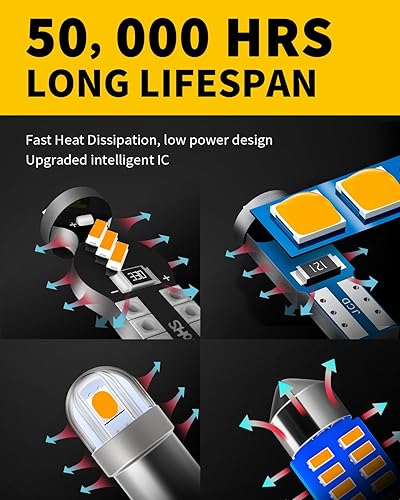 Miniatura 5 de Antline Juego de 42 bombillas LED BA9S T5 T10 de 1.142 in, 1.220 in, 1.417 in, 1.614 in, BA9S, T5, T10, repuesto LED superbrillante de 12 voltios