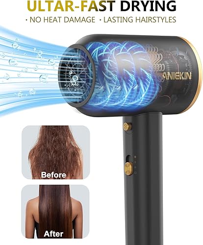 Miniatura 3 de ANIEKIN Secador de pelo 1875W con difusor, secador de pelo iónico de viaje, cuidado del cabello a temperatura constante sin dañar el cabello, negro