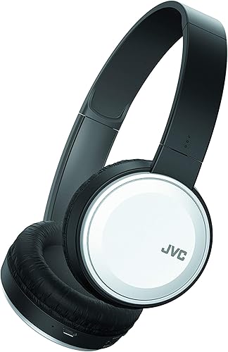 JVC Diadema inalámbrica ligera plana plegable en la oreja Bluetooth inalámbrica con micrófono, color blanco (HAS190BTW)