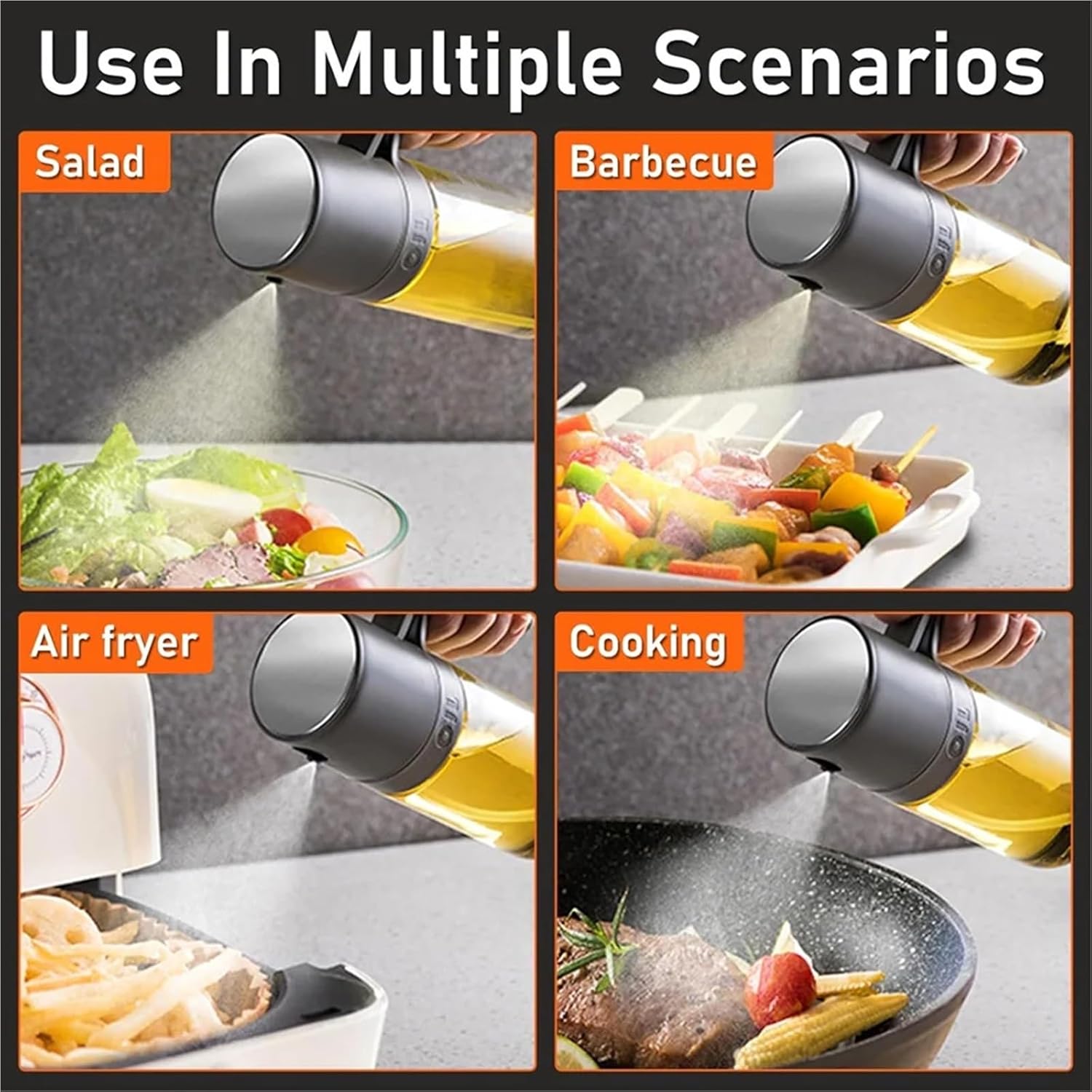 Oil Spray Bottle, Oil Sprayer For Cooking, 250 Ml Spray Bottle And Brush Kitchen, For Hot Air Fryer,for Salad Making, Baking