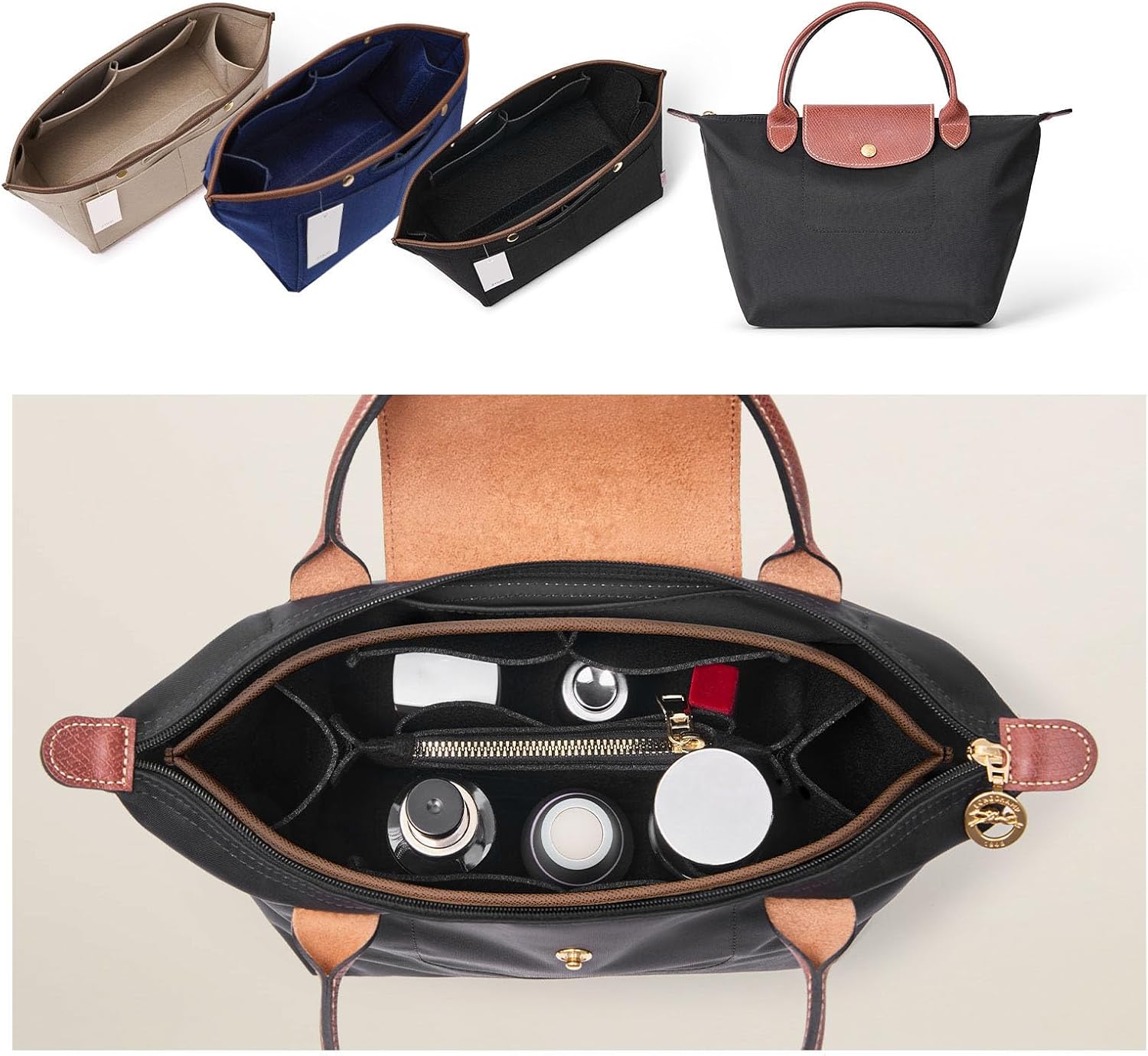 ZTUJO Purse Organizer Insert For Le Pliage, Compatible with Longchamp Le Pliage Shoulder Bag S/L, Top Handle S/M,Energy S/L, Xtra S, Longchamp Organizer Insert (Black, Small) - Image 8