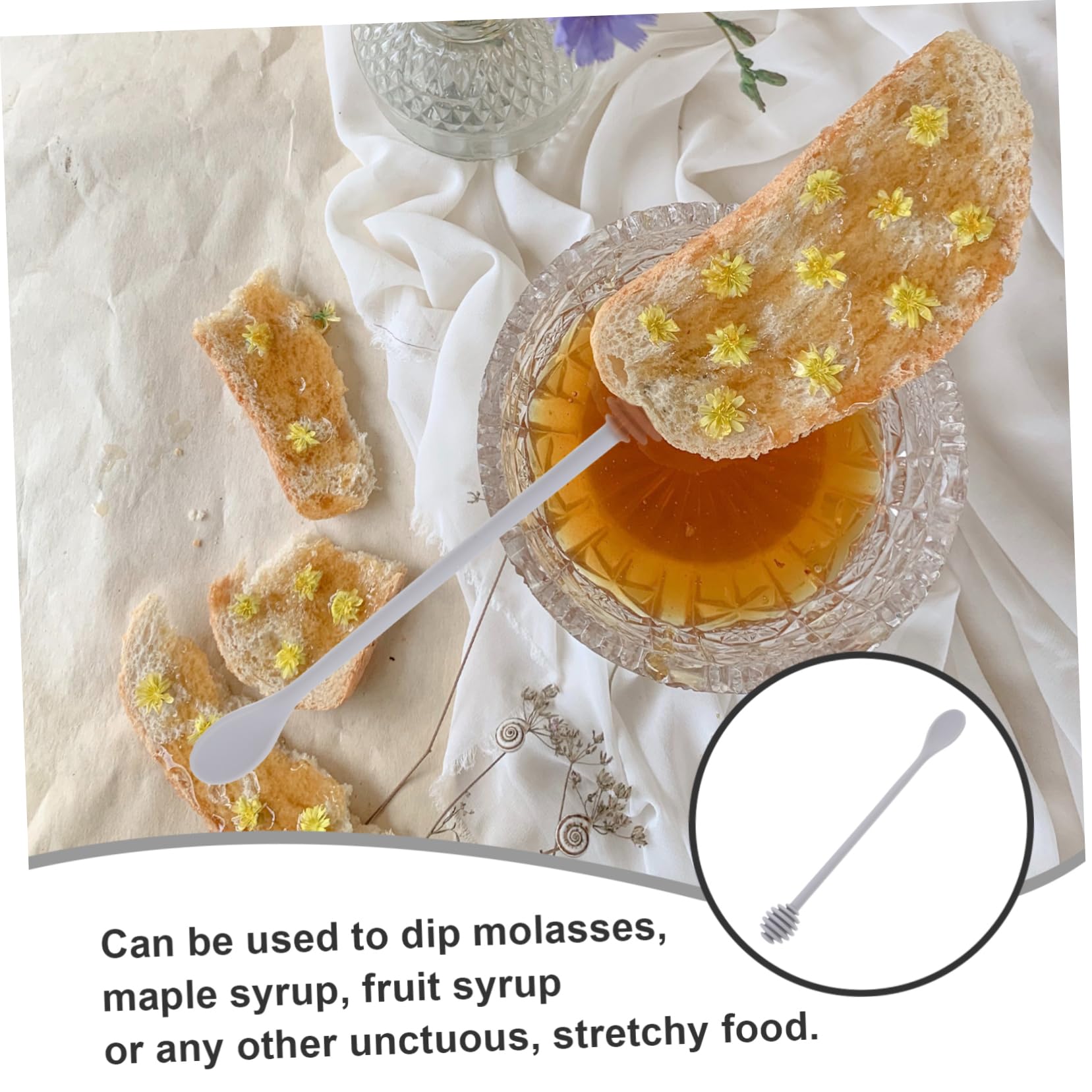 GRIRIW Silicone Covered Nylon Spoon Honey Stirrer Honey Dippers Long Handle Stir Stick Scoop Random Color