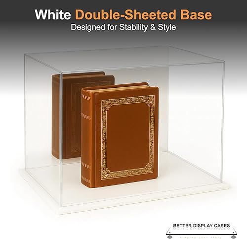 Vista 176 de Better Display Cases Versátil vitrina de acrílico transparente - Caja rectangular grande con base blanca 18" x 12" x 3" (BK09)