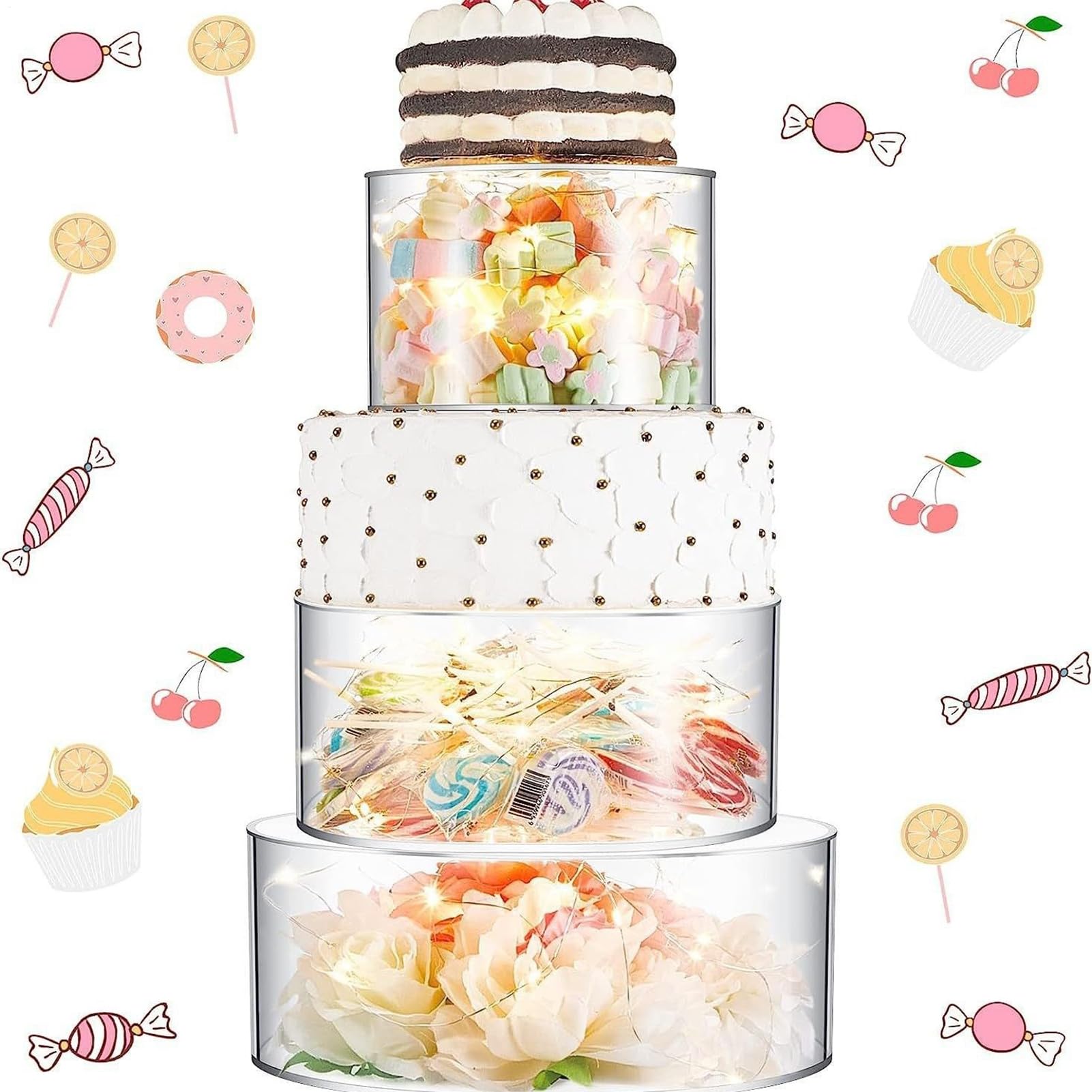 Desenho Animado - Espositore per cupcake con decorazione da tavolo per feste di compleanno, Natale, vacanze, buffet