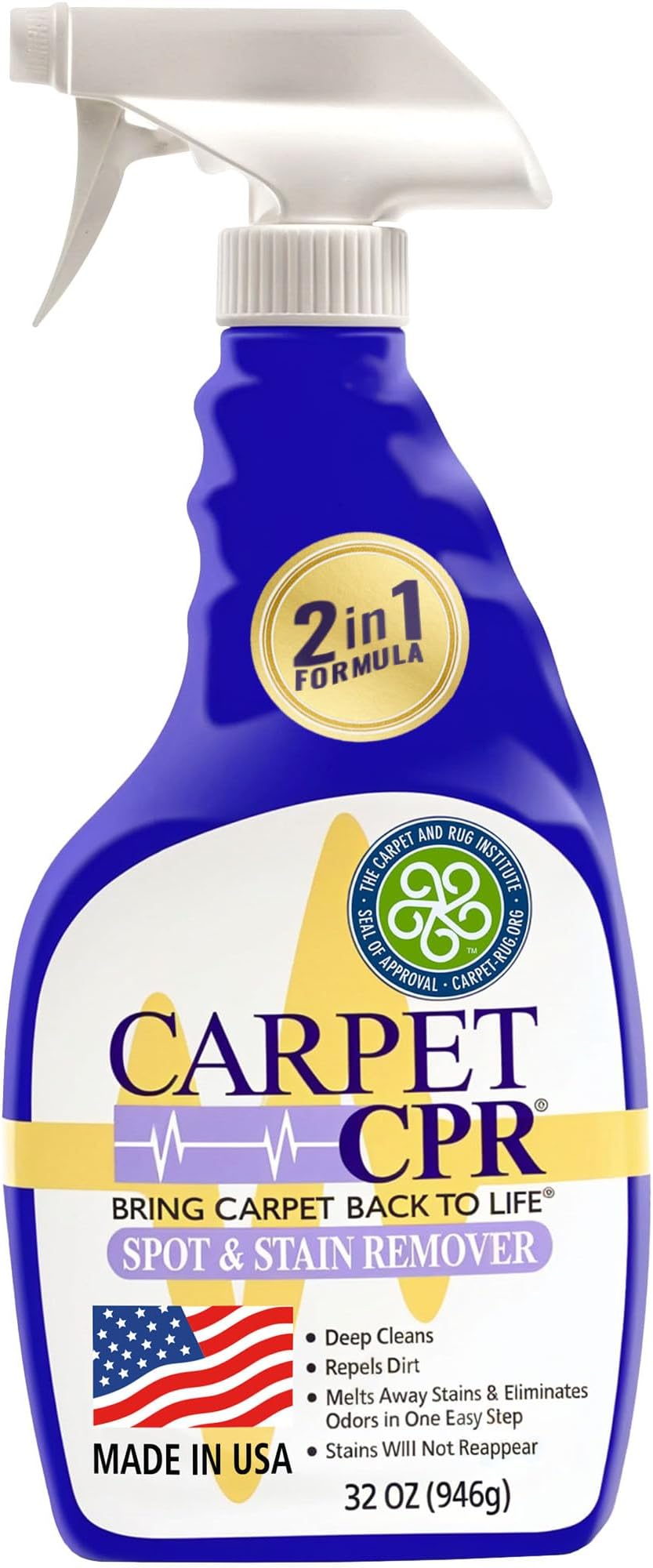 Spot & Stain Remover (32 oz.) - Eliminates Stains & Odors On Carpet, Rugs, & Car Mats In Seconds, Removes Toughest Carpet Spots Permanently