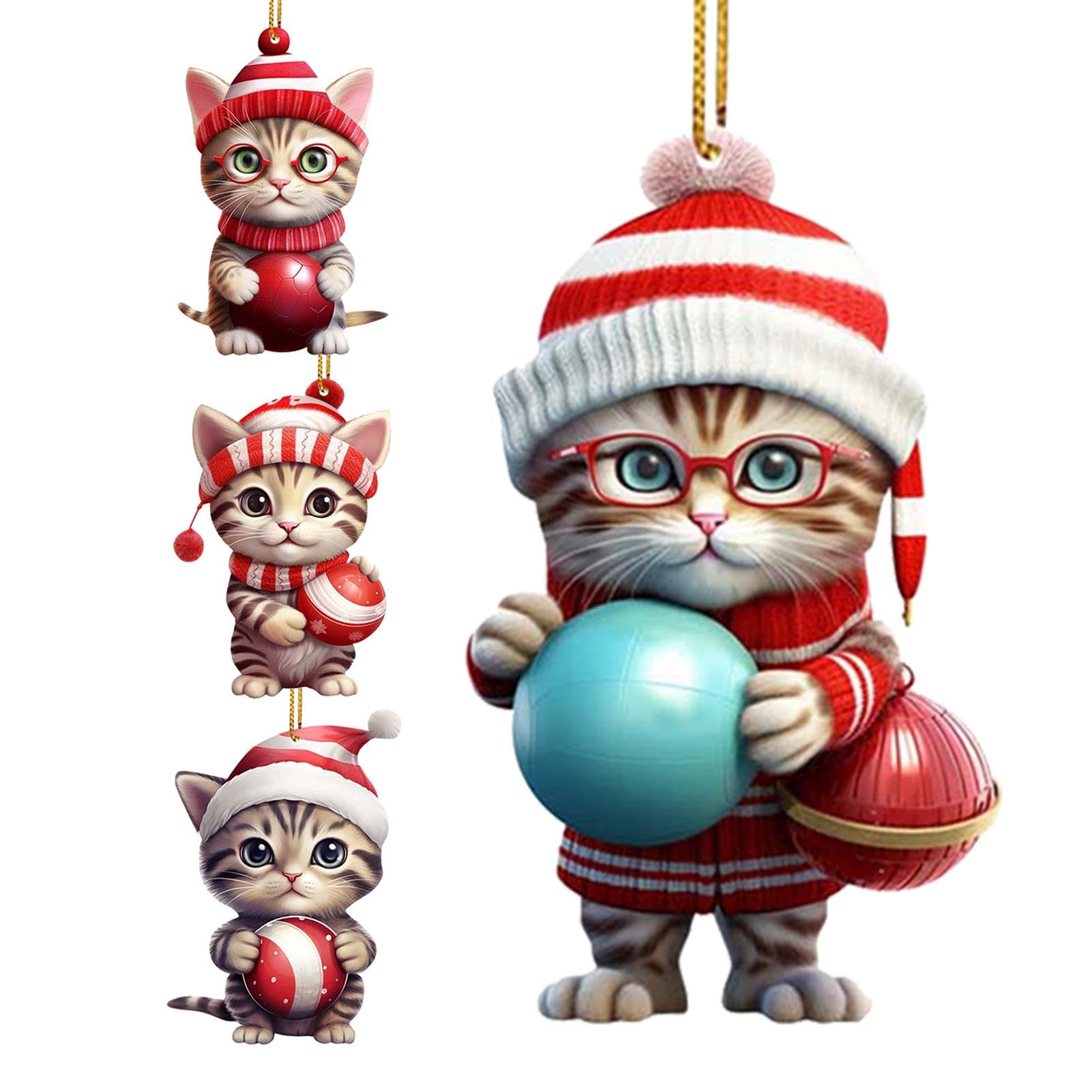 クリスマス オーナメント 猫 クリスマスツリー クリスマスの絵 Amazon.co.jp: 猫のオーナメントセット、猫のクリスマスオーナメント