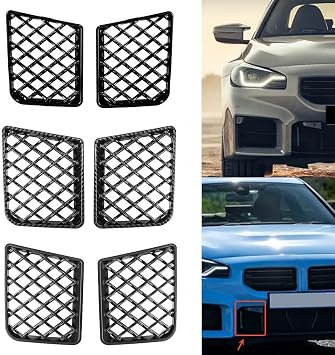 Front Bumper Center Lower Mesh Grille Guard, 2 Pcs Front Lower Bumper Grill Grille Replacement Parts For BMW G87 M2 2023-2025(Glossy Black)