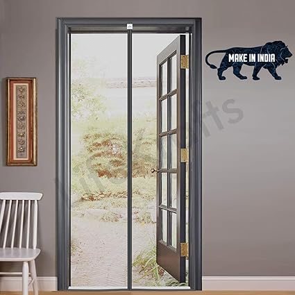 LifeKrafts Polyester Magnetic Mosquito Net for Door | Mosquito Curtain for All Door Types & Sizes | Auto-Closing Insect Screen to Keep Mosquito Out (200x100 CM, Grey)