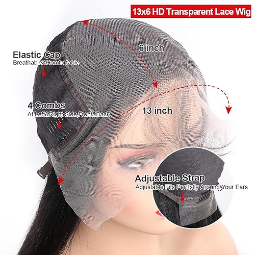 Miniatura 3 de VIPbeauty Pelucas de cabello humano lacio HD de 13 x 6 pulgadas para mujeres negras densidad del 180  cabello virgen brasileño 12A pelucas de encaje