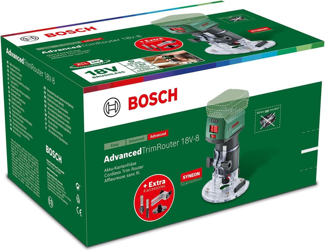 Bosch Affleureuse sans fil AdvancedTrimRouter 18V-8 (sans batterie, système 18V, moteur sans charbon, accessoires supplémentaires, dans un carton) – Édition Amazon — vue 7