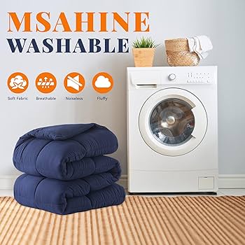 Amazon｜Cosybay 羽毛代替掛け布団 (ネイビーブルー、キング