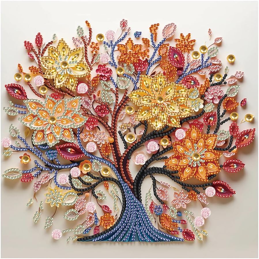 SJUTOUCI Diamond Art Painting Kits for Adults, 5D Tree of Life Special Shape Diamond Art for Beginners, Crystal Rhinestones Dots Bead Art for Home Wall Decoration Gift 12ร12inch