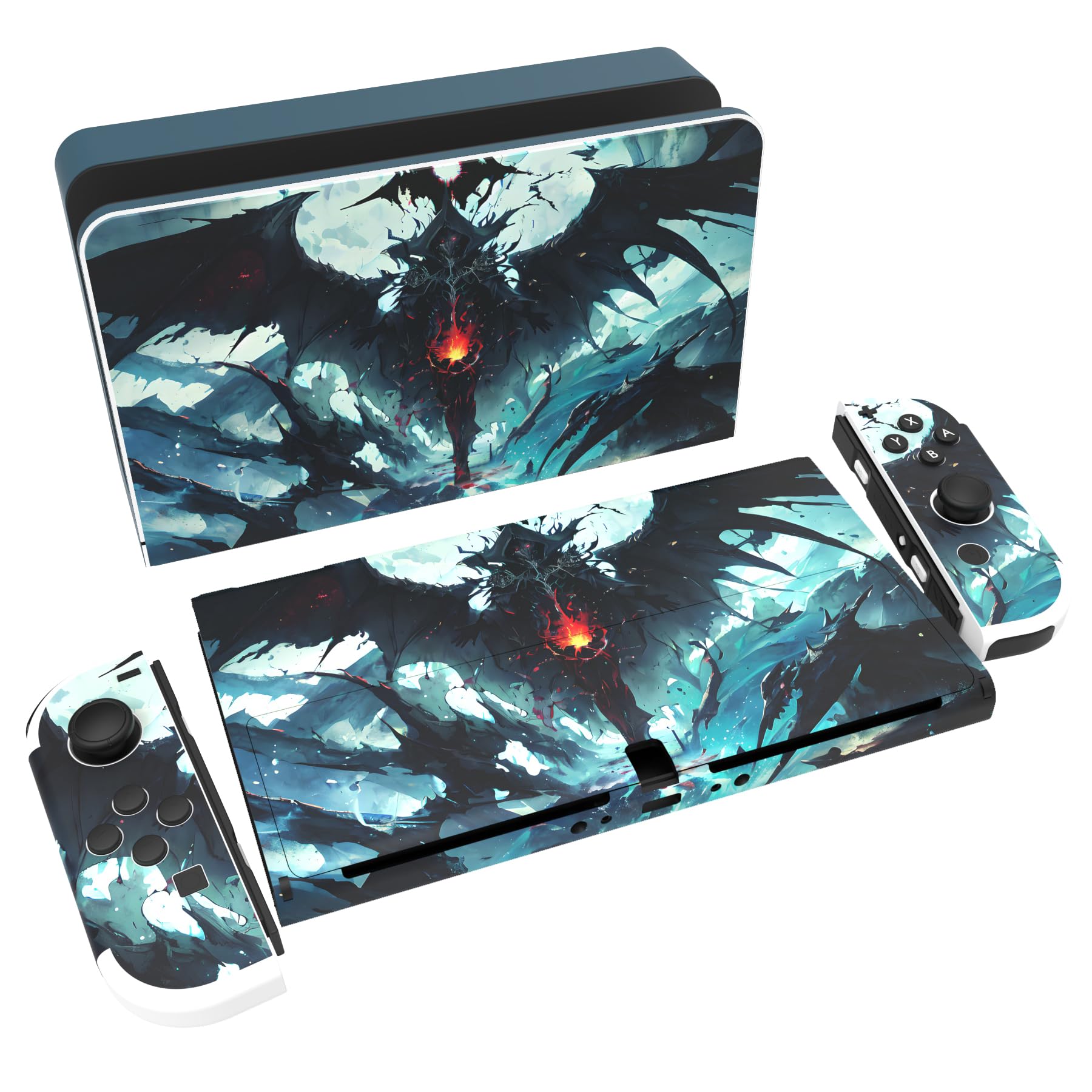 PlayVital Pegatina Protectora Completa para Nintendo Switch OLED - Calcomanías Decorativas para Joy-con y Consola, Skin Stickers Adhesivos (Azul Nebula) — view 16